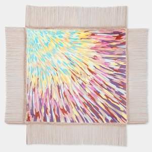 Pre Owned Missoni Multicolor Printed Silk Fringe Square Scarf