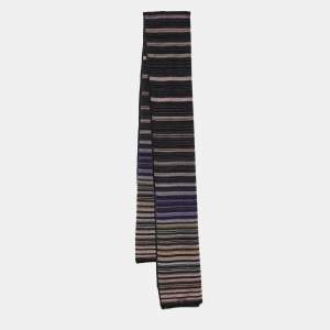 Pre Owned Missoni Black Striped Lurex Knit Scarf