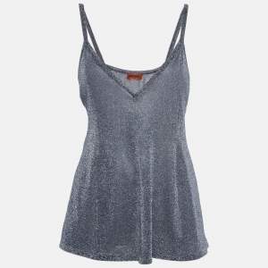 Pre Owned Missoni Metallic Blue V-Neck Camisole L