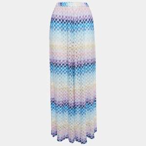 Missoni Multicolor Chevron Lurex Knit Wide Leg Side Open Pants S