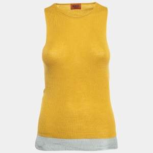 Missoni Yellow Wool Rib Knit Tank Top M
