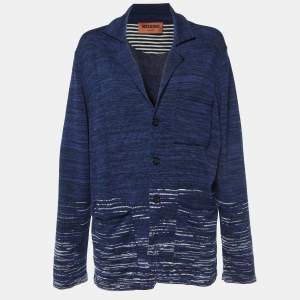 Missoni Navy Blue Patterned Knit Button Front Cardigan XXL