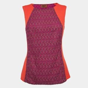 Missoni Red/Purple Wool Cut-and-Sew Sleeveless Top S