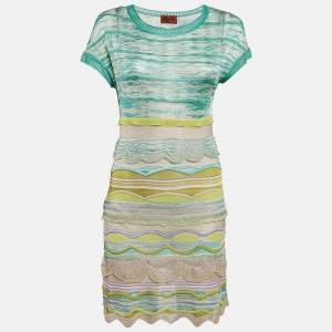 Missoni Green Stretch Knit Ruffled Mini Dress S