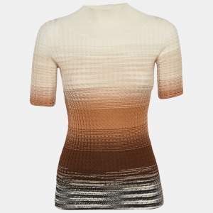 Missoni Multicolor Cable Knit Wool High Neck Sweater S