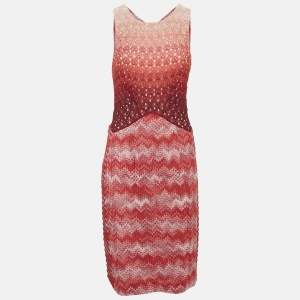 Missoni Red/Multicolor Patterned Lurex Knit Sleeveless Midi Dress M