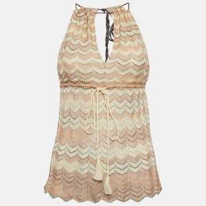 Missoni Beige Chevron Knit Sleeveless Top S