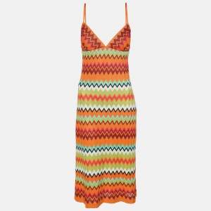 Missoni Multicolor Zig Zag Rayon Knit Midi Dress L