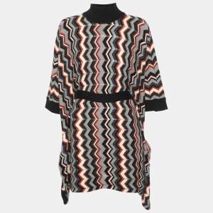 Missoni Multicolor Zig Zag Pattern Stretch Knit Cape L