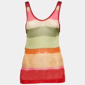 Missoni Multicolor Striped Knit Sheer Tank Top L