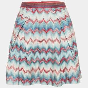 Missoni Blue Chevron Pattern Knit Mini Skirt S