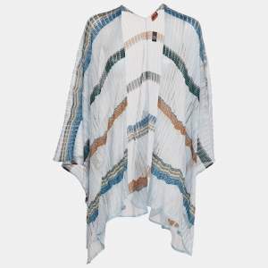 M Missoni Blue Lurex Knit Open Front Cardigan One Size 