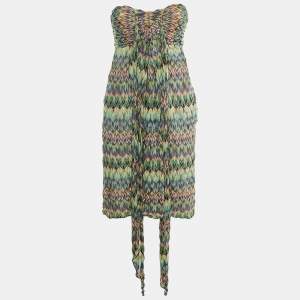 Missoni Multicolor Zig Zag Knit Halter Neck Mini Dress M