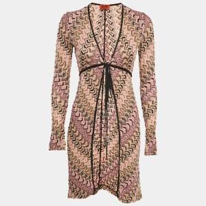 Missoni Multicolor Patterned Knit Tie-Up Cardigan M