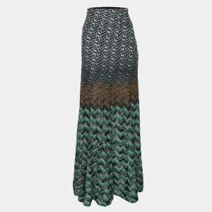 Missoni Black/Beige Patterned Knit Maxi Skirt L