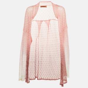 Missoni Pink Crochet Knit Sheer Cardigan M