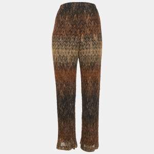 Missoni Brown Patterned Lurex Knit Flared Trousers M
