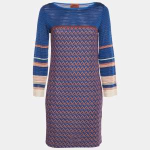 Missoni Blue Zig Zag Knit Mini Dress S