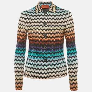 Missoni Multicolor Zigzag Knit Button Front Jacket M