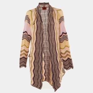 مملوكة مسبقًا Missoni Multicolor Patterned Knit Open Front Cardigan L