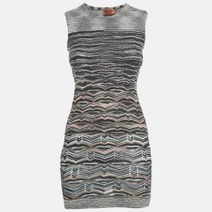 مملوكة مسبقًا Missoni Black Zig Zag Stretch Knit Mini Bodycon Dress S