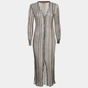 Pre Owned Missoni Monochrome Sequin Lurex Knit Midi Dress M