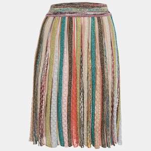 Pre Owned Missoni Multicolor Striped Lurex Knit Skirt M