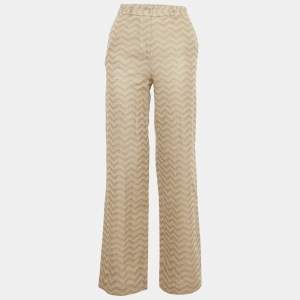 مملوكة مسبقًا 
بنطلون ميزوني ساق عريضة قطن بنمط شيفرون بيج مقاس وسط (إكسترا �صغير) / الخصر 26 بوصة