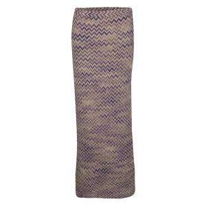 Pre Owned Missoni Beige Chevron Pattern Wool Maxi Skirt M