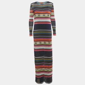 مملوكة مسبقًا Missoni Multicolor Striped Lurex Knit Long Dress M
