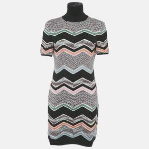 مملوكة مسبقًا Missoni Multicolor Zig Zag Patterned Knit Mini Dress L