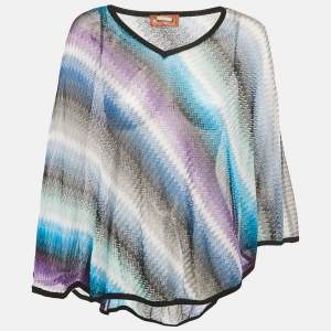 مملوكة مسبقًا Missoni Multicolor Patterned Knit Short Cape One Size