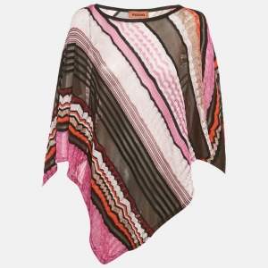 مملوكة مسبقًا Missoni Multicolor Patterned Knit V Shape Cape One Size