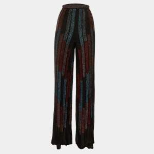 Pre Owned Missoni Multicolor Striped Lurex Knit Trousers M