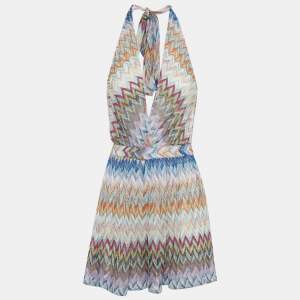 Pre Owned Missoni Multicolour Zig Zag Lurex Knit Playsuit XS
