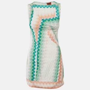 Pre Owned Missoni Multicolour Chevron Crochet Knit Mini Dress S