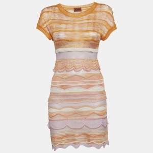 مملوكة مسبقًا Missoni Orange Knit Ruffled Mini Dress S