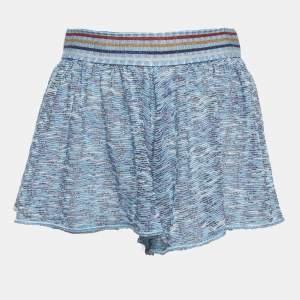 Pre Owned Missoni Mare Blue Lurex Knit Sheer Shorts M
