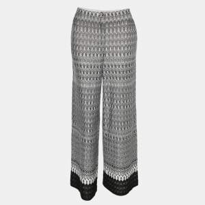 مملوكة مسبقًا Missoni Black/White Knit Wide Leg Trouser S