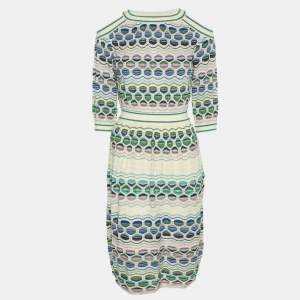 Pre Owned M Missoni Multicolor Knit Cut Out Shoulder Dress S 