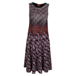 Missoni Multicolor Patterned Lurex Jacquard Knit Sleeveless A Line Dress M