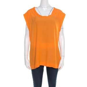Pre Owned Missoni Saffron Orange Sheer Back Panel Sleeveless Top L