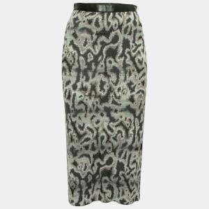 Pre Owned Missoni Grey Jacquard Knit Midi Pencil Skirt S