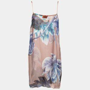 Missoni Multicolor Floral Printed Sheer Silk Slip Dress S