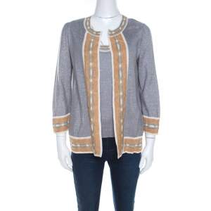 Pre Owned M Missoni Grey Knit Cardigan and Sleeveless Top Set M 