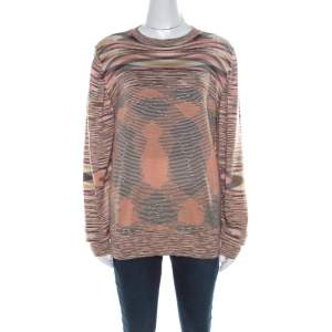Missoni Multicolor Striped Cashmere & Silk Blend Long Sleeve Sweater XL