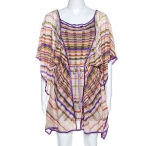 Pre Owned Missoni Mare Multicolor Chevron Patterned Knit Kaftan Tunic M