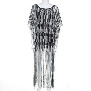 Missoni Monochrome Chevron Knit Fringe Detail Dress M