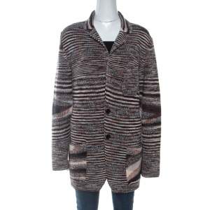 Pre Owned Missoni Brown Knit Wool Cardigan XL