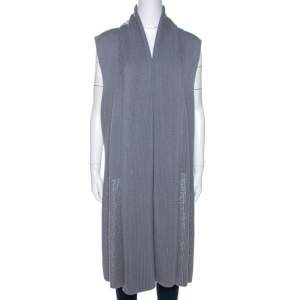 Pre Owned Missoni Grey Lurex Wool Knit Open Front Cardigan M